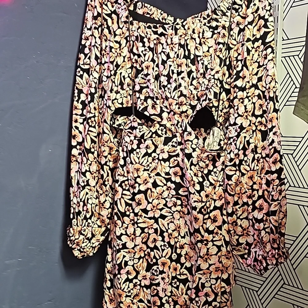 Free People cutout floral mini dress